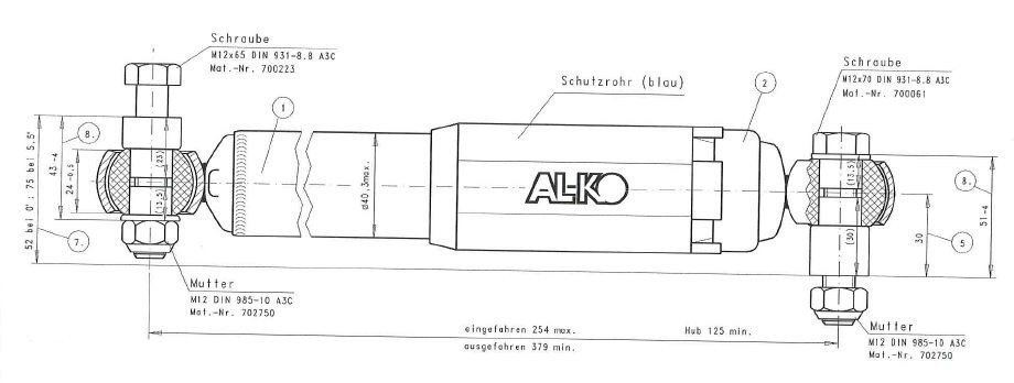 Amortisseur d'essieu AL-KO Octagon bleu 244085 – 1350 à 2700 kg