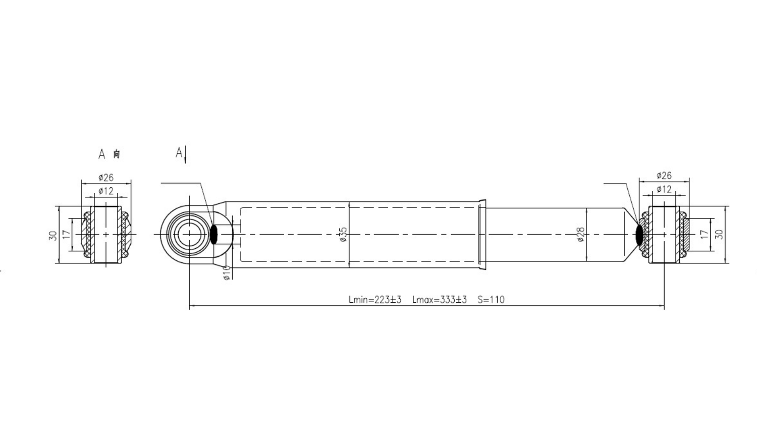 Amortisseur hydraulique PIVEXIN KF0G3613 – 750 à 1800 kg – essieu simple ou tandem
