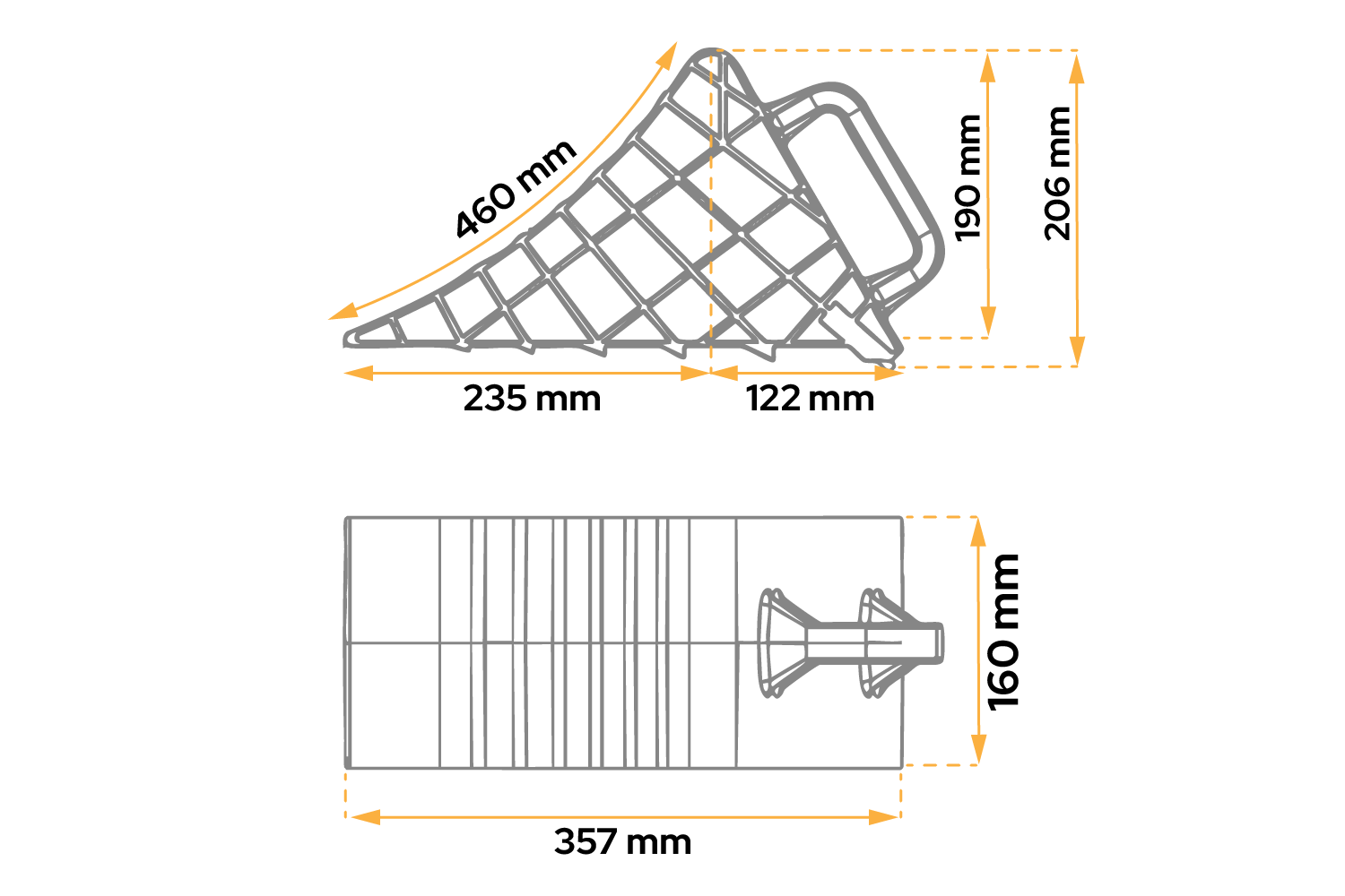 Cale de roue AL-KO UK46 plastique avec support de montage – h : 206 mm