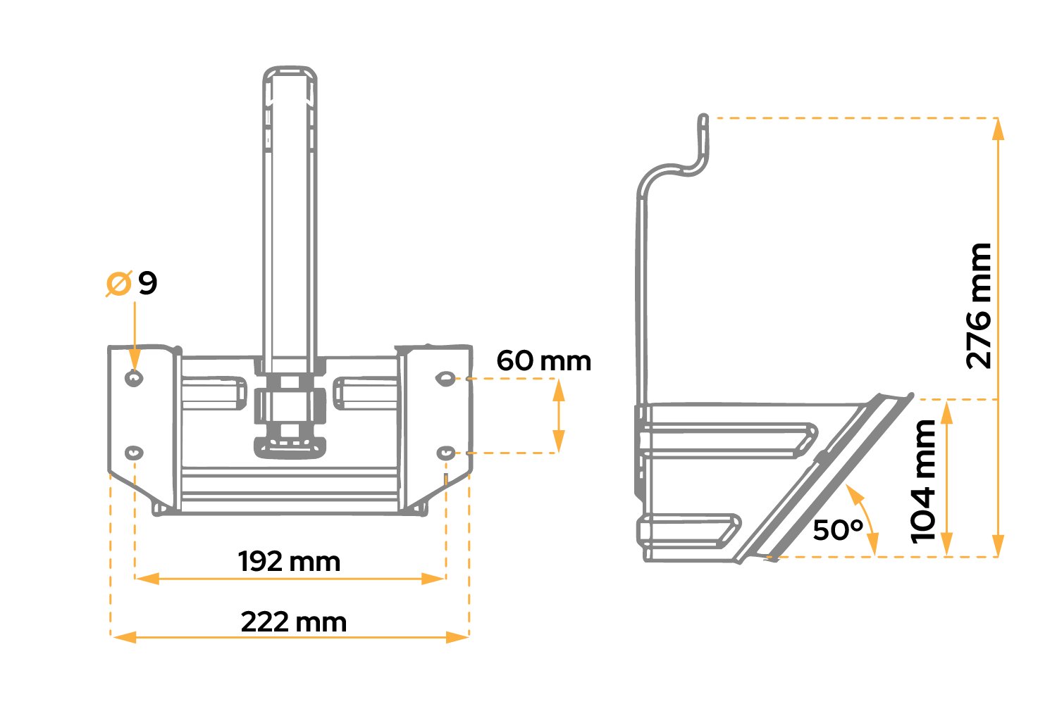 Cale de roue AL-KO UK46 plastique avec support de montage – h : 206 mm