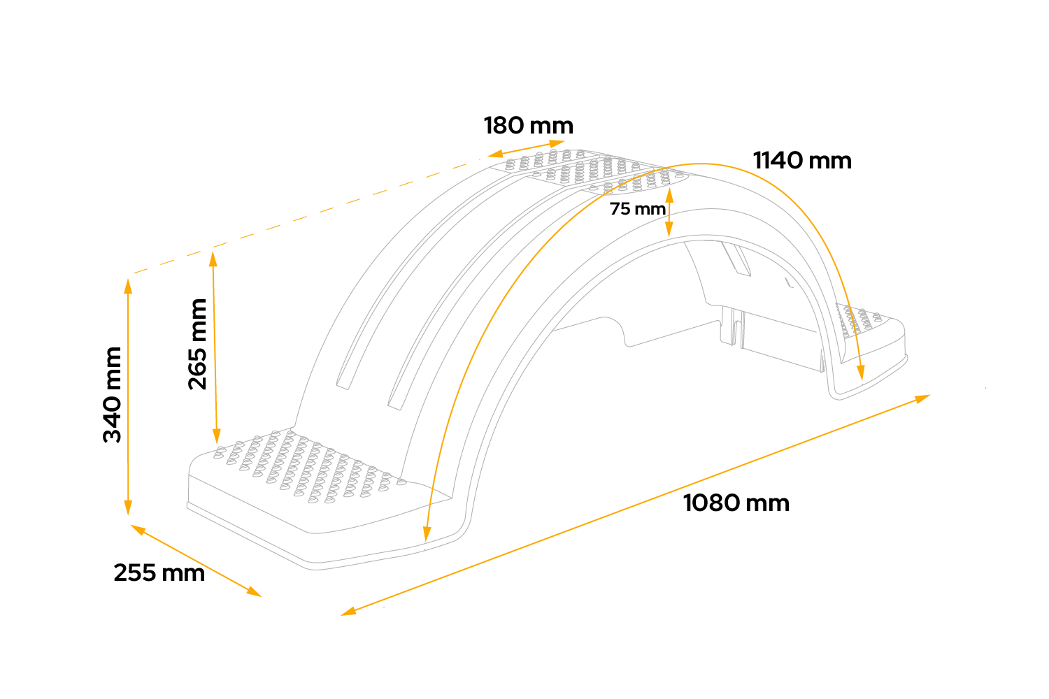 Garde-boue pour remorque à bateau 14" DOMAR D20430, passage de roue 1080 × 255 mm