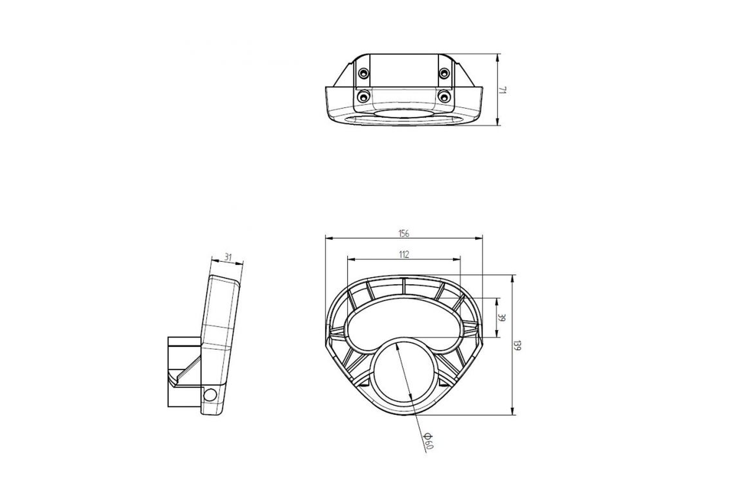 Poignée de manœuvre KNOTT 414005.001 pour roue jockey de 60 mm