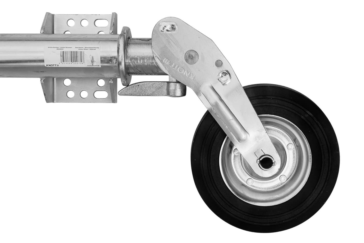 Roue jockey automatique WINTERHOFF VK60-KH-200VBB avec poignée, 250 kg, 60 mm, 560-1030 mm