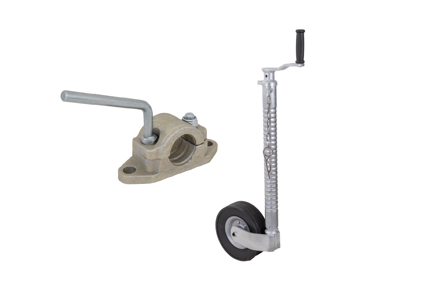 Roue jockey avec collier en fonte KNOTT TK48+B48C6, tube ondulé, 300 kg, 48 mm, 700-940 mm
