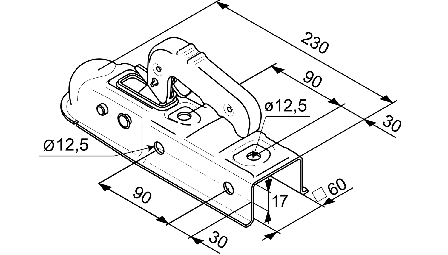 Tête d'attelage AL-KO AK 7 – 750 kg – timon carré 60 mm